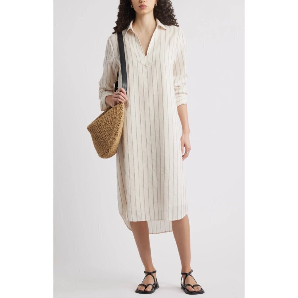 NWT Nordstrom Striped V-neck tunic Shirt Dress, Size Small $129 - Picture 2 of 16